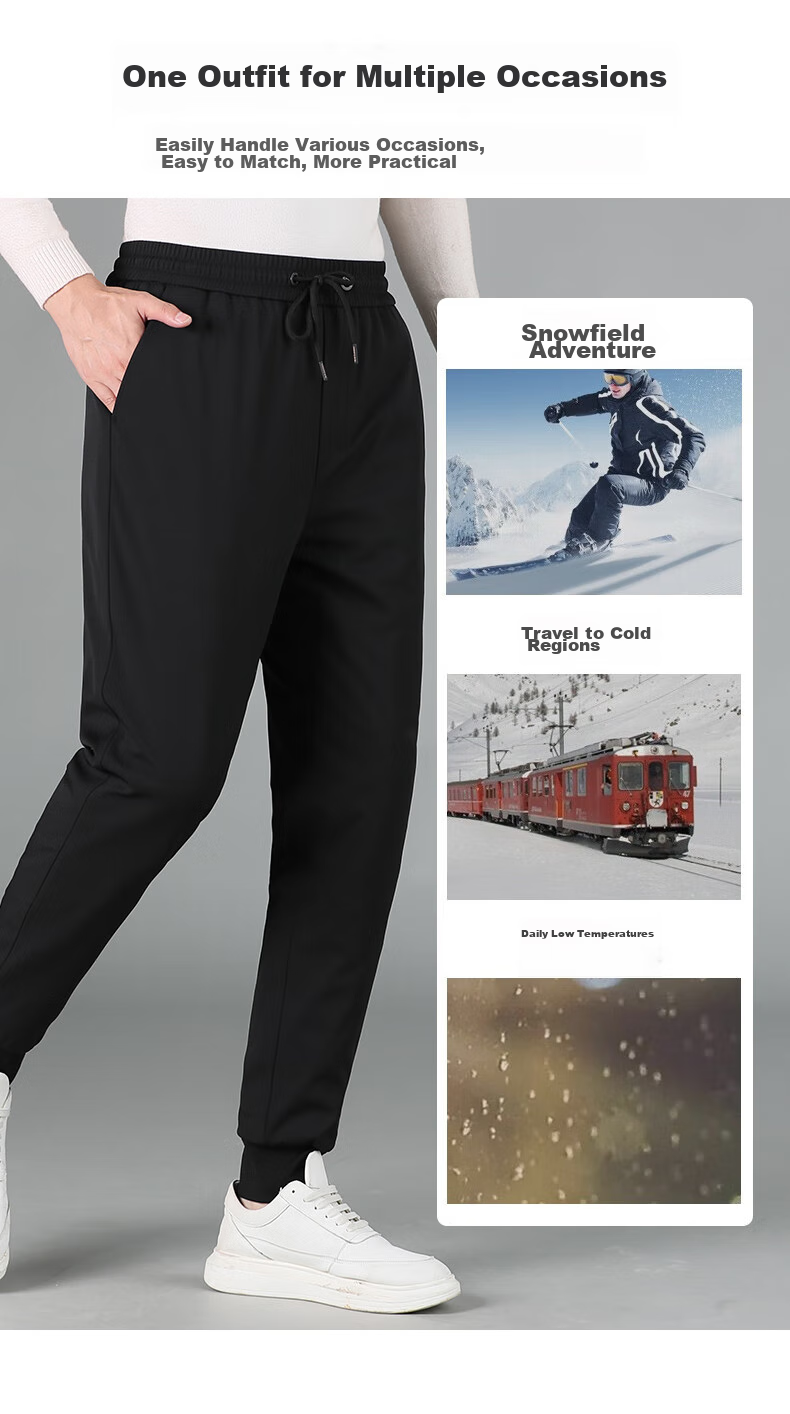 YAYA 90% Goose down Pants, Winter Thermal Leggings for Men And Women, Couples Matching Style, Warm Thick Fleece-Lined Pants, Tapered Men's Trousers 2