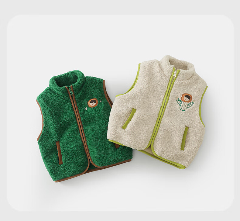 Ciciibear Boys' Lamb Fleece Vest Spring and Autumn Baby Warm Waistcoat Children's Outerwear Infant Jacket 11