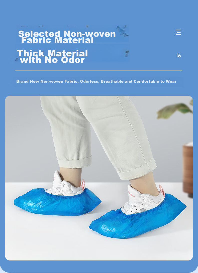 Temeiju Disposable Shoe Covers, Thickened Wear-Resistant Non-Slip Reusable Non-Woven Fabric Foot Covers for Computer Room, Students, Dust-Proof Home Use, 100 Pieces 3