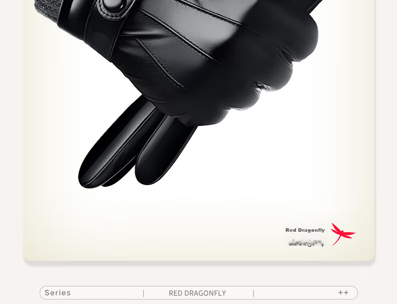 RED DRAGONFLY Genuine Leather Gloves for Men, Winter Riding Warm Motorcycle Driving Fleece-Lined Thickened Touchscreen Compatible Windproof Sheepskin Gloves 15
