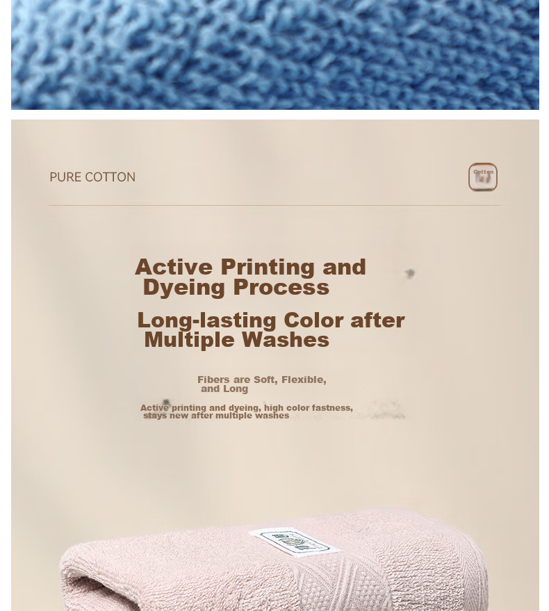 Grace Pure Cotton Towels, 7A Antibacterial Xinjiang Cotton, 2 Pack, Face Washing, Home Use, Soft, Bathing, Couple's Face Towels, Absorbent And Quick-Drying 16