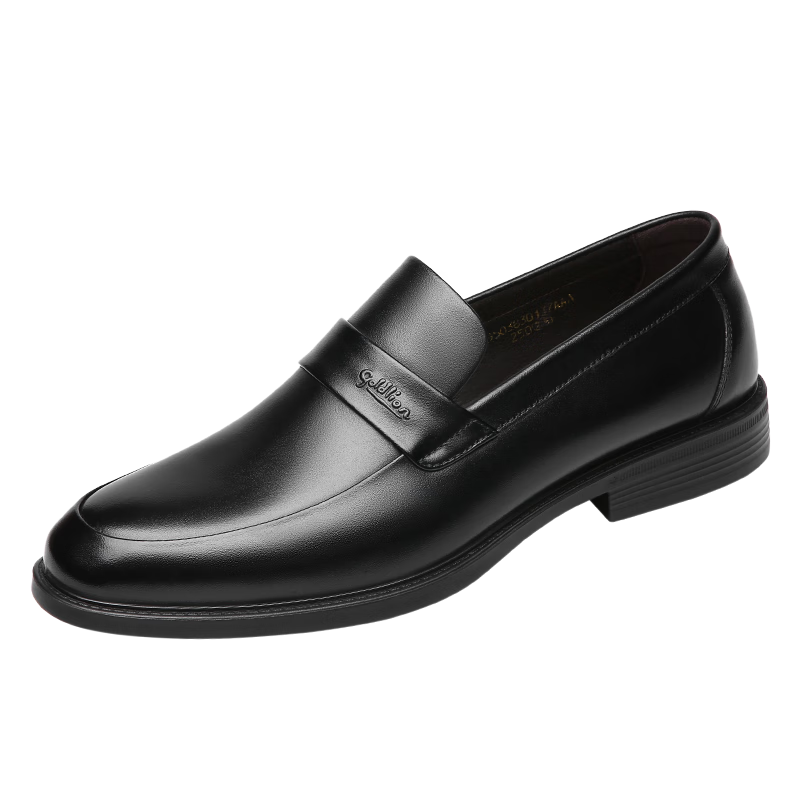 Goldlion Men's Shoes, Business Casual Formal Shoes, Autumn Comfortable Lightweight Fashion Leather Shoes, 50383013701A-Black Size 44