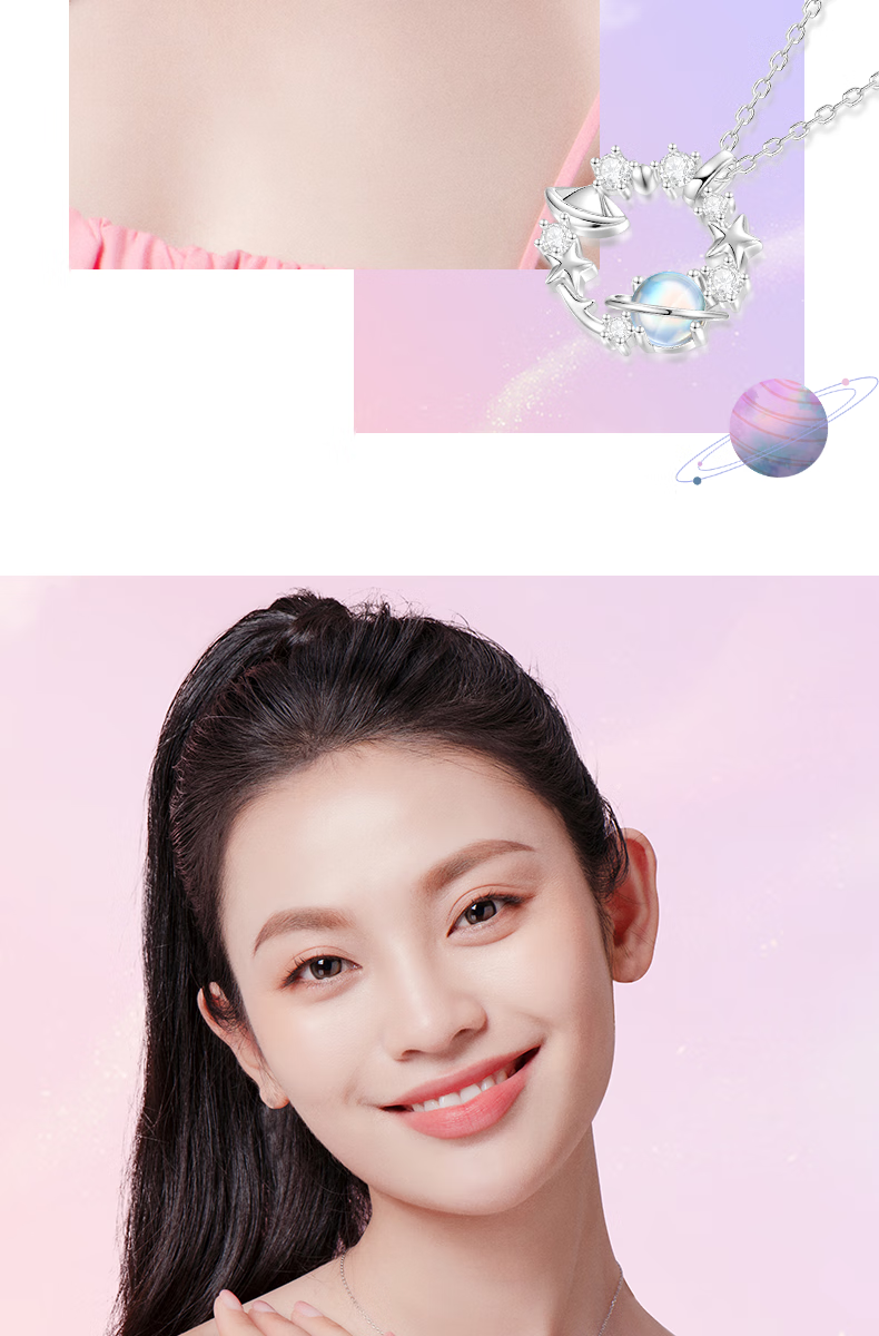 Fanci Romantic Planet Necklace for Women with Silver Planet Pendant, Luxurious High-End Birthday Gift for Girlfriend 7