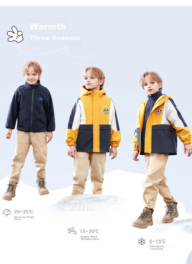 Disney Children's Windbreaker Jacket for Boys, Autumn Stylish Three-In Windproof Coat, Big Kids' Clothing S020 Blue 110cm 3