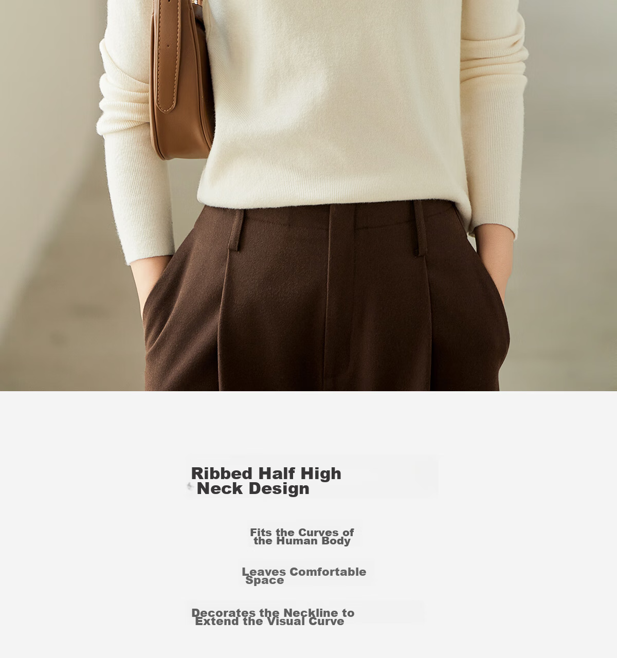 Taxiang Women's Semi-Turtleneck Knit Sweater, Autumn And Winter Inner Layering Solid Color Slim-Fit Pullover Sweater T143Z3040 8