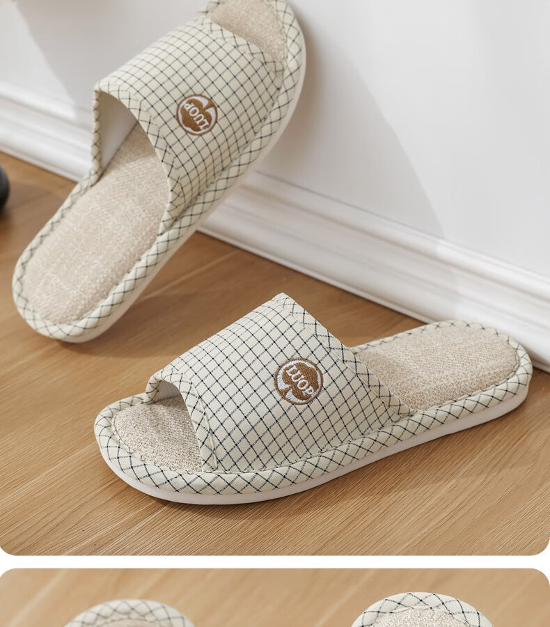 Huameijianbu Linen Slippers, Indoor Non-Slip, All-Season, Sweat-Absorbing, Breathable Cotton And Linen Slippers, HM6106, Gray, Size 42-43 20