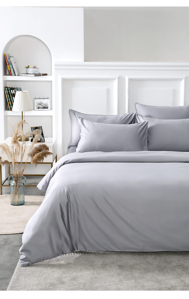 One's Member 50-Count A-Class Pure Cotton Xinjiang Long-Staple Cotton Bedding Set: Duvet Cover, Bed Sheet, Pillowcases, And Bed Skirt - Bed Sheet Style - 1.8m - Prussian Blue 7