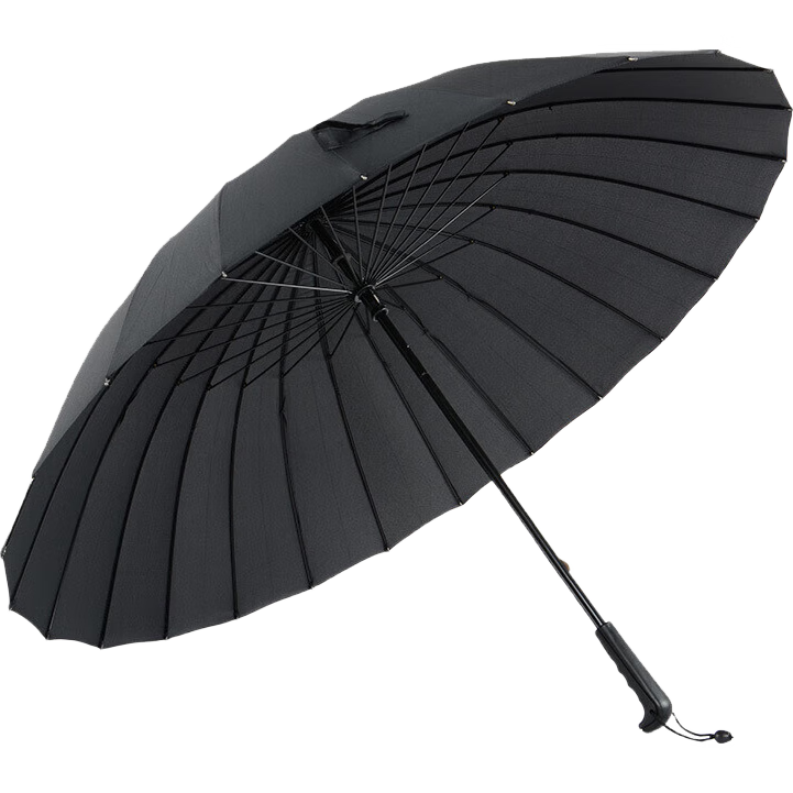 MAYDU Large Straight Handle Umbrella for Men, Business 24-Rib Long-Handle M5005 Black Umbrella