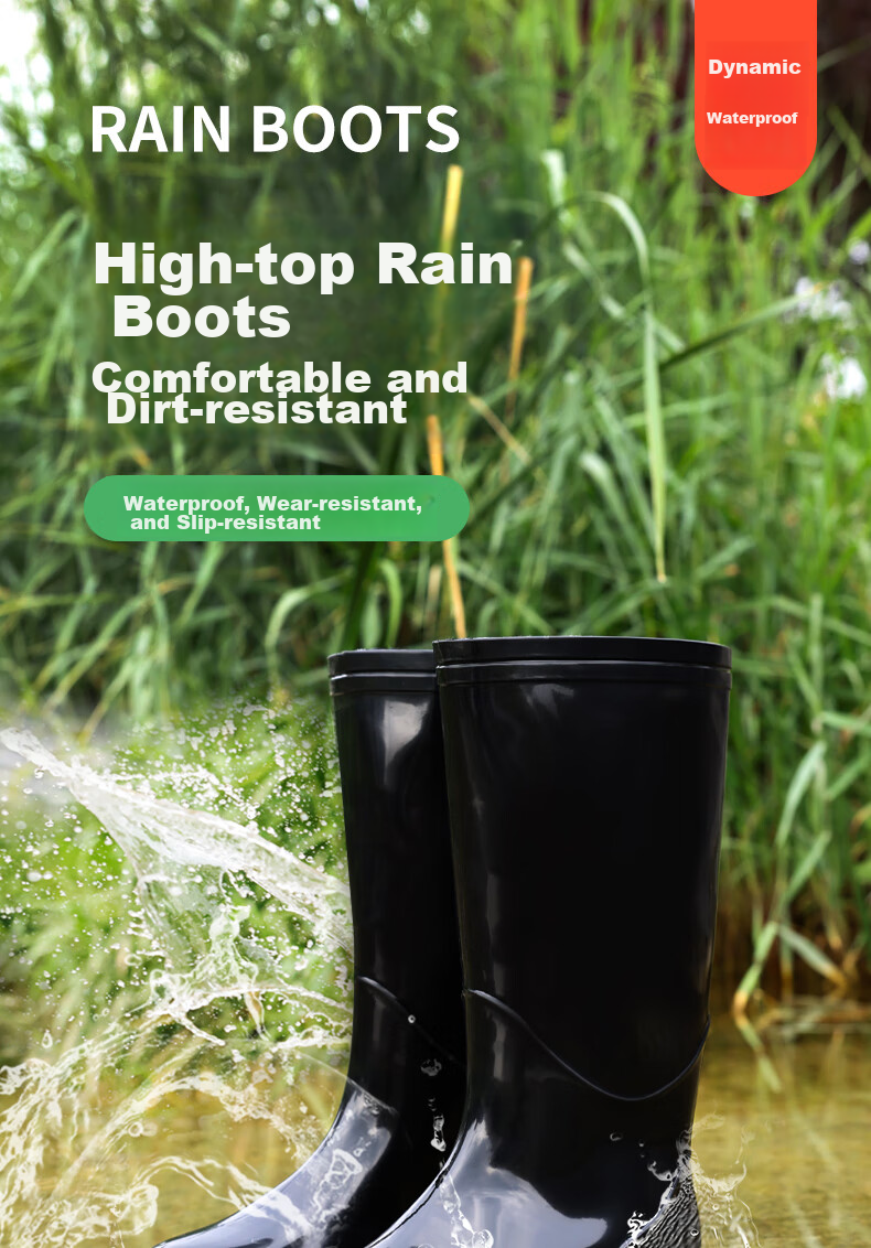 Lanoudun Men's Tall Waterproof Rain Boots, Outdoor Wear-Resistant Rubber Shoes, Non-Slip Rain Boots, Overshoes YX1007 Size 42 1