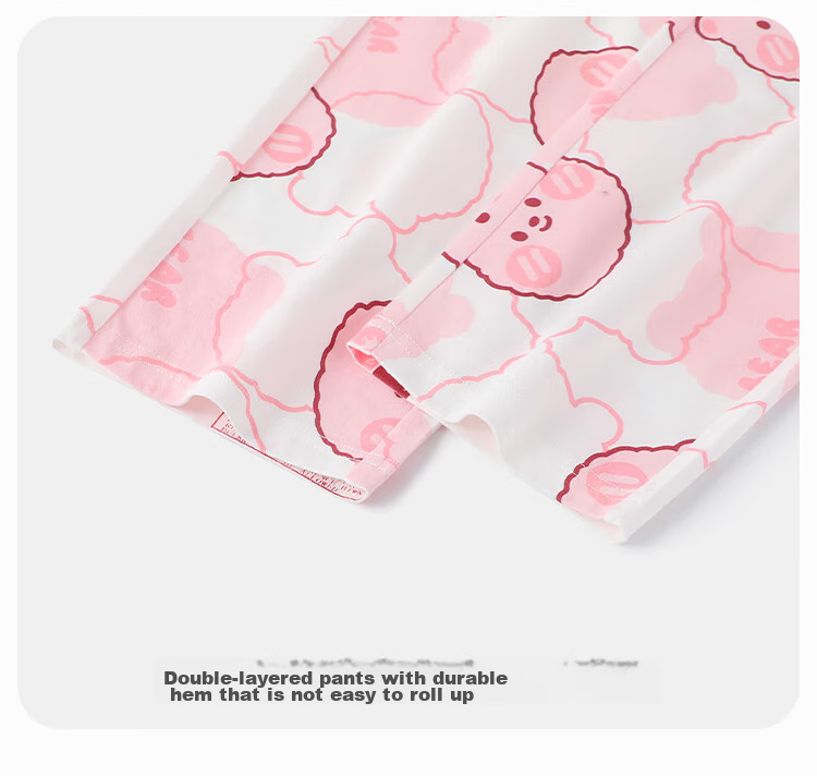 YUZHAOLIN Girls' Pajamas, Pure Cotton Spring Children's Home Wear Set, for Older Kids, Clothing with Animals And Happy Little Flowers 15