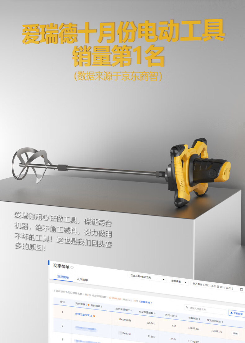 Aired High-Power Electric Mixer for Putty Powder, Cement Mortar, Paint, and Dough Mixing 2