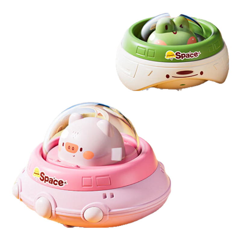 Dimoarch Children's Inertia Push Toy, Early Education Pull-Back Car, Space Capsule Spaceship, Indoor Toy for Ages 1-2 Gift Box Set of 4