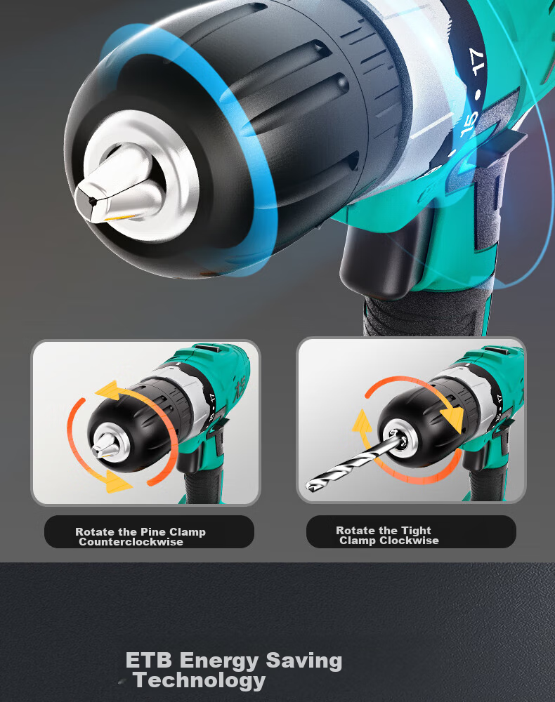 Dayi Electric Drill, Lithium Battery Drill, Electric Screwdriver, Multifunctional Home Power Tool Set, Hand Drill 1028 with Dual Batteries 12