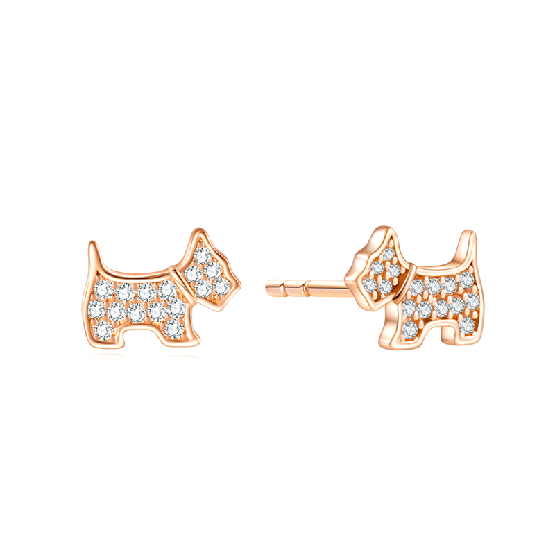 AGATHA Hollow Dog Silver Stud Earrings for Women, Birthday Gift for Girlfriend Or Best Friend, Elegant Earrings