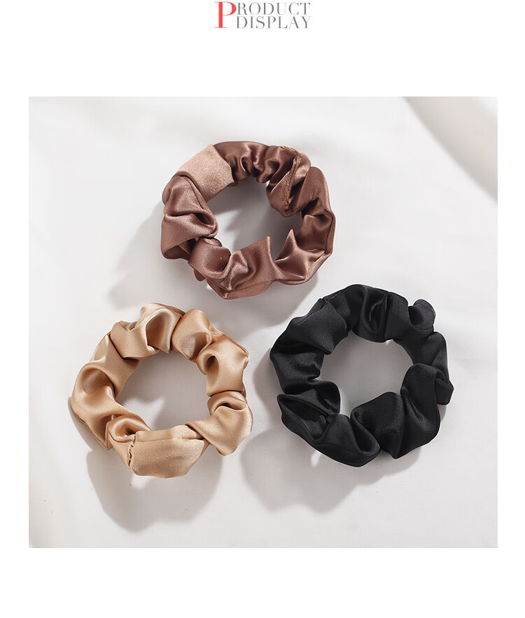 CHIMERA 3-Piece Hair Ties, Satin Large Intestine Hair Bands, Simple Rubber Bands for Bun Hairstyle, Hair Elastics, Hair Accessories, Women's Mid-Autumn Festival Gift 5