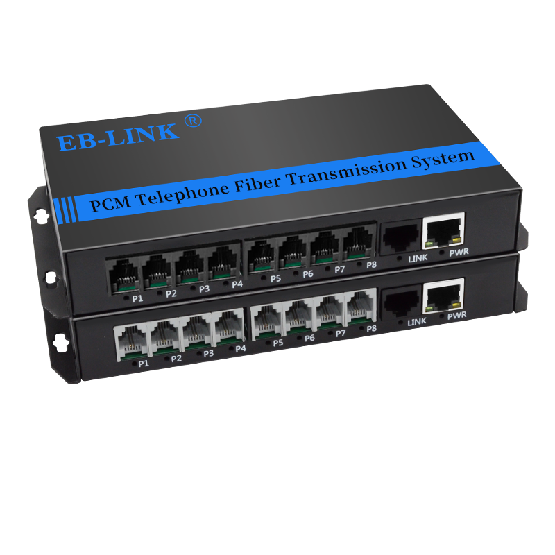 EB-LINK Telephone Optical Terminal, 8-Channel Telephone + 1-Channel Network PCM Voice Optical Terminal, Audio Intercom Transceiver, Telephone Fiber Optic Converter, Large Square Port SC Interface