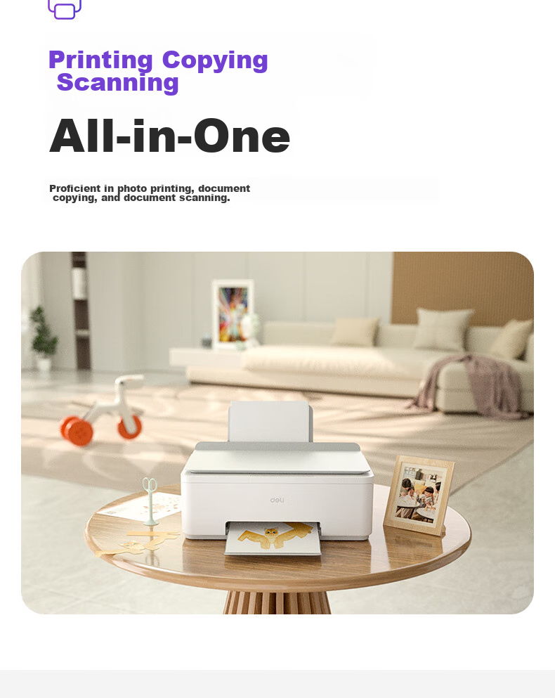 Deli L511Ws AI Printer, Home Color Error Correction, Can Print And Scan Documents Wirelessly to Phone, High-Capacity Continuous Ink Supply Photo Inkjet Printer for Homework And Exam Papers 4
