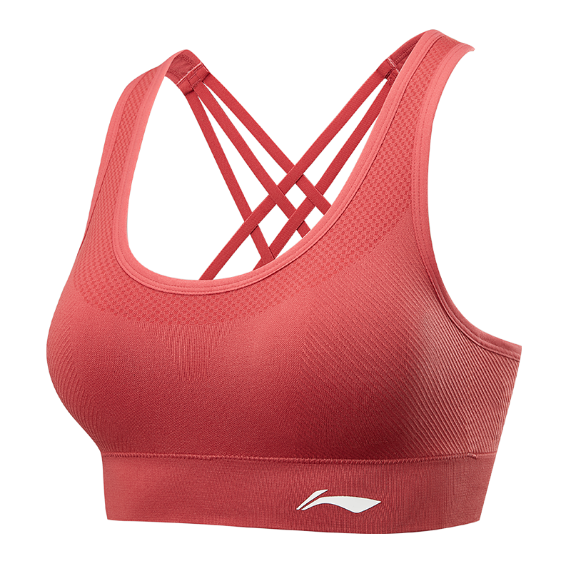 Li-Ning Sports Bra for Women, Yoga Fitness Bra with Medium Support, Quick-Drying Breathable Vest for Running, Pink, Size L