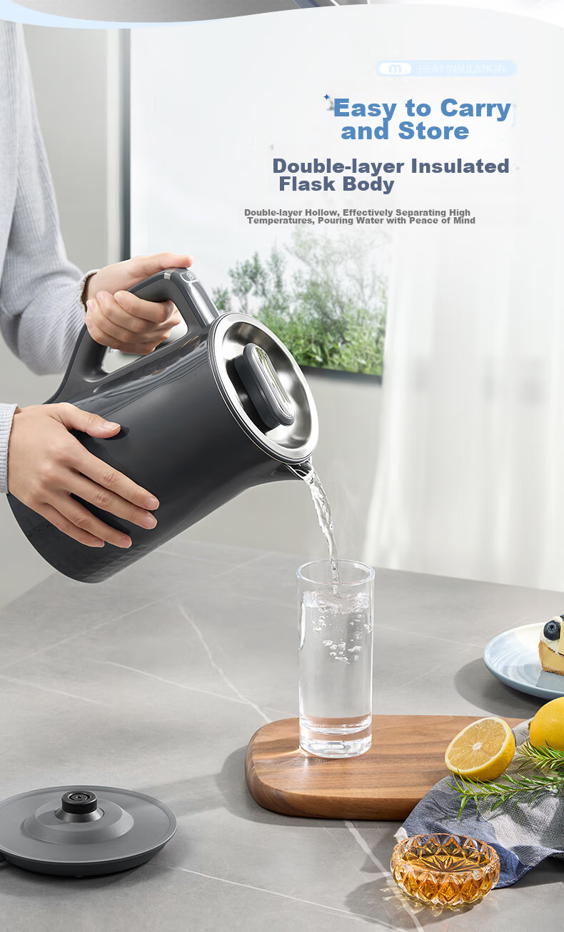 Morphyrichards Soft Sound Electric Kettle, Water Boiler, Hot Water Kettle, Household Constant Temperature Insulated Kettle, 1.5L Stainless Steel 304 Double-Layer Anti-Scalding Real-Time Temperature Display Kettle MR6071 White 17