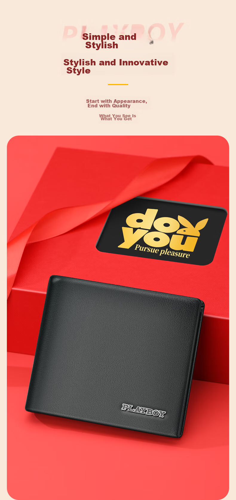PLAYBOY Men's Wallet, Top-Grain Leather, Short Style, Multi-Card Slots, Bill Holder, Birthday Gift for Husband Or Boyfriend, Gift Box 6