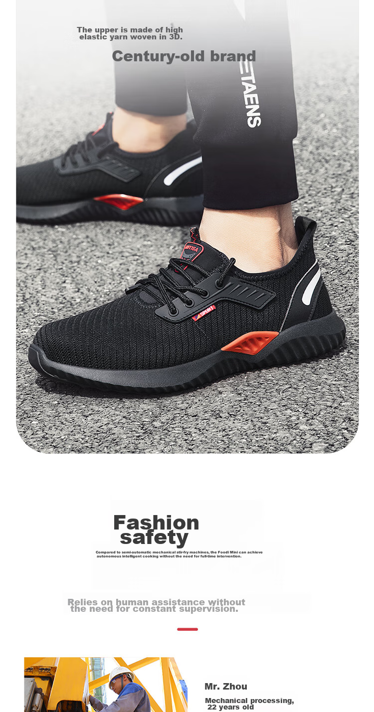 JUNBU Safety Shoes for Men, Summer Breathable Steel Toe Cap Puncture-Resistant Comfortable Work Site Shoes 9155 Size 43 3