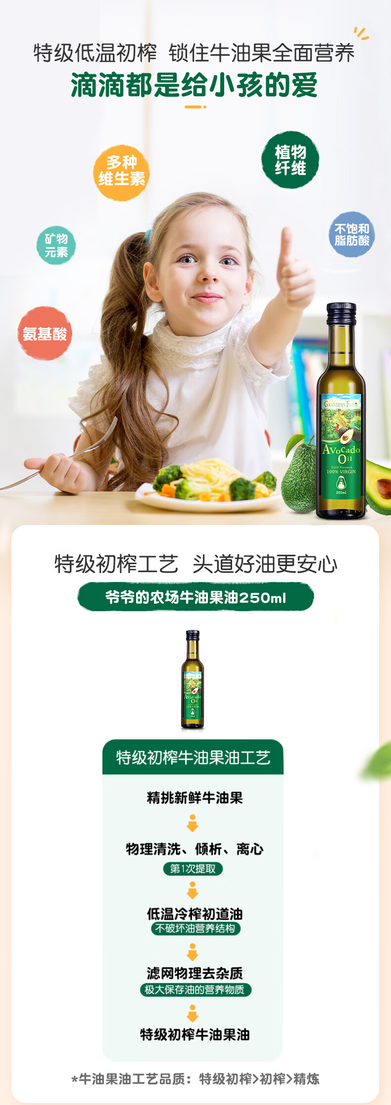 105976-爷爷的农场 初榨食用油 牛油果油 宝宝孕妇可用 250mL/瓶-详情图