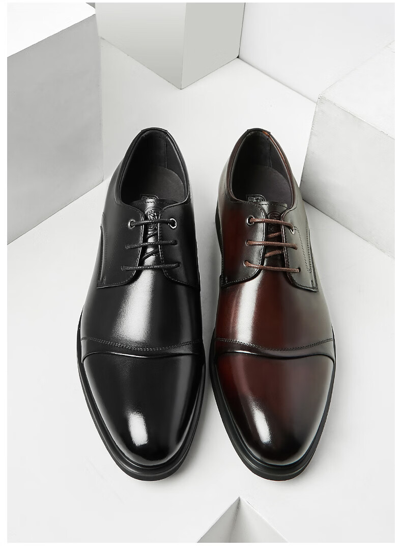 LAORENTOU Pointed Toe Leather Shoes for Men, Casual Soft-Soled Formal Business British Style Work Shoes, 200240 Black Hollow-Out, Size 40 9