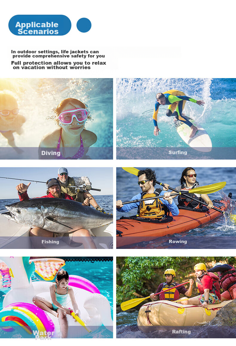 Yonglebao Adult Life Jacket Swimwear with Whistle, Reflective Strips, Outdoor Flood Prevention And Emergency Rescue Rafting, 2-Piece Set 7