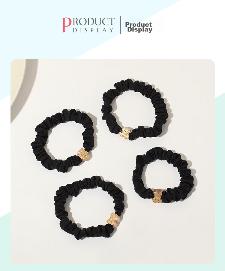 CHIMERA 4 Ponytail Hair Ties, Simple Glazed Heart-Shaped Hair Bands, Hair Ties for Women, Mid-Autumn Festival Gift 24