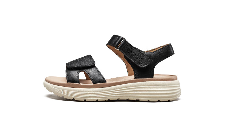 Yierkang Women's Shoes, Fairy-Style Wedge Sandals, Perfect for Dresses, Beach Shoes, Thick-Soled Mom Sandals, 18074W, Beige, Size 35 14