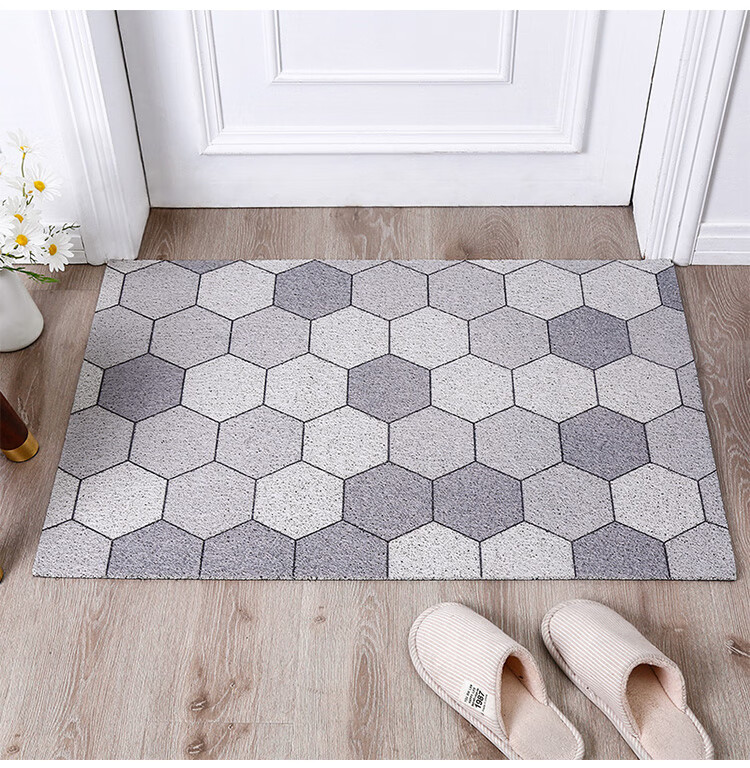 FOOJO Loop Mat, Cuttable Entrance Mat, Waterproof And Non-Slip Doormat for Removing Dirt, 60*90cm, Geometric Blue Tone 3