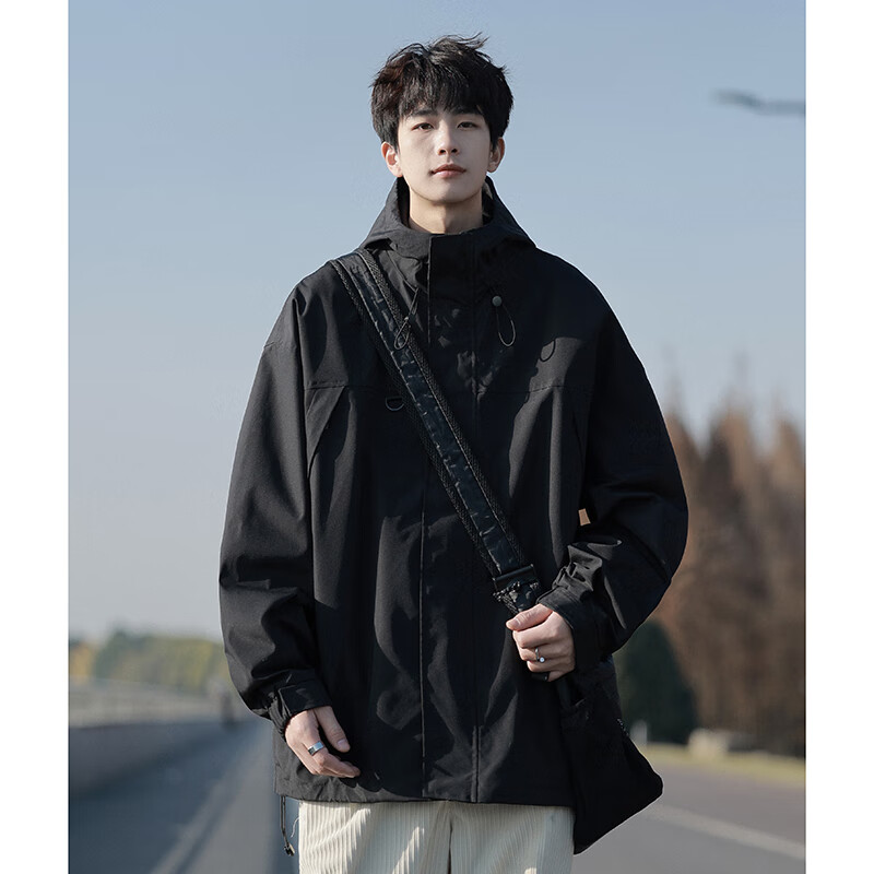 Foss Phil Men's Jacket, Spring And Autumn Outdoor American-Style Casual Coat, Workwear Loose-Fitting Menswear Clothing, 2365 Black M