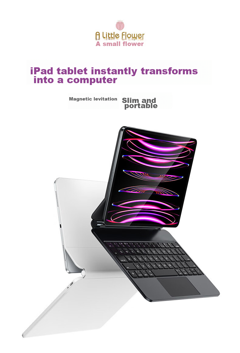 ALittleFlower Magnetic Floating Keyboard Case for IPad Pro And IPad Air 5 [Multi-Functional Touchpad] IPad Pro/Air 5/410.9 Student Gift New Year 4