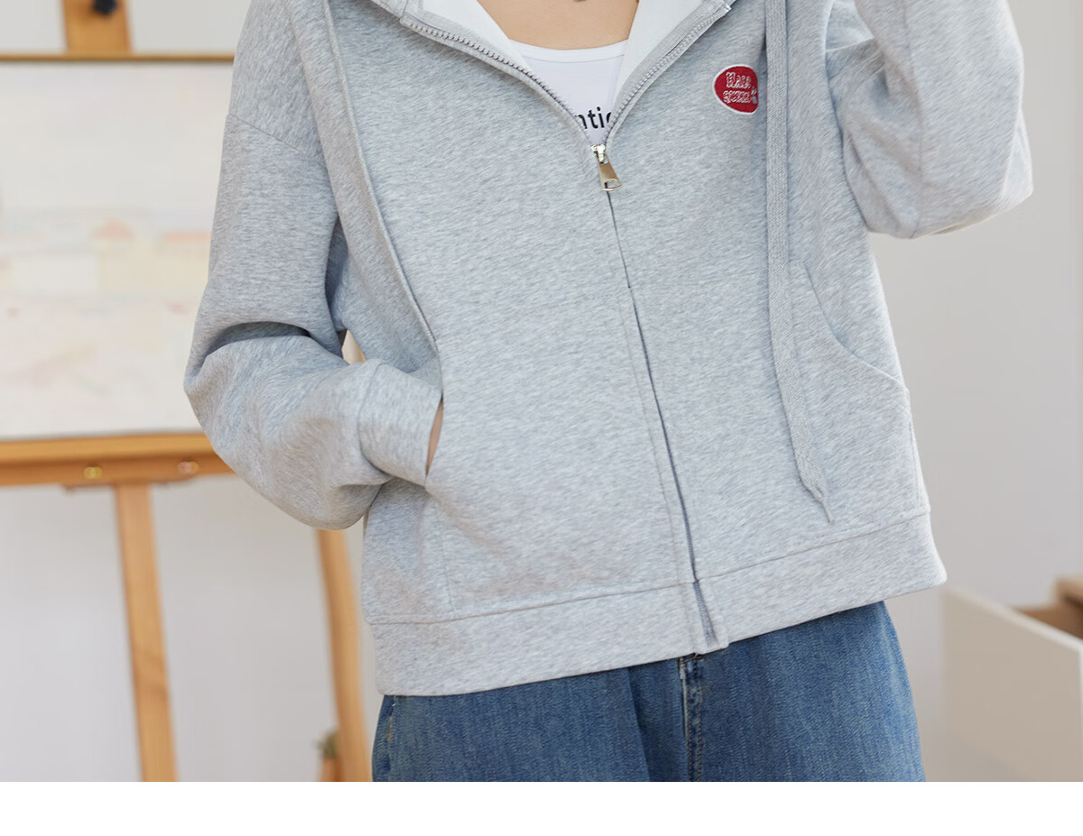 Halo Queen Hoodie Jacket for Women, Spring And Autumn, with Hood And Zipper Pockets, Loose-Fitting Fashion Casual Outerwear, New Product H143W1010 36