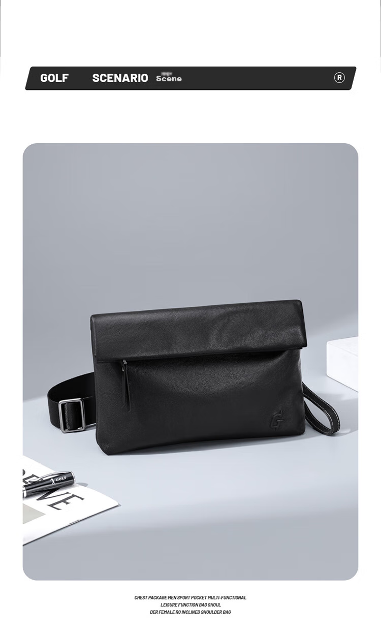 GOLF Shoulder Bag for Men, Top-Grain Leather Crossbody Bag with Multiple Card Slots, Handbag with Dual Use for Phone And IPad, Business Bag for Me 12