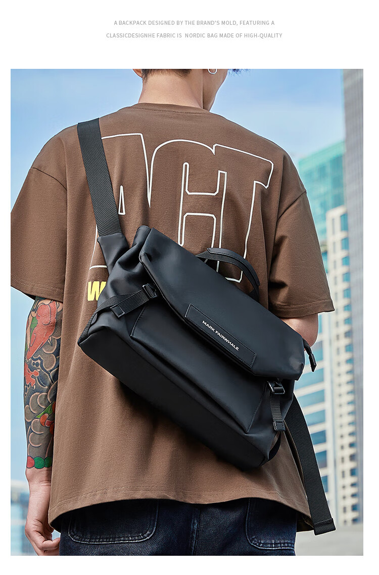MARK FAIRWHALE Luxury Men's Crossbody Bag Shoulder Bag 14-Inch Laptop Bag Valentine's Day Gift for Boyfriend Husband Practical Present 3