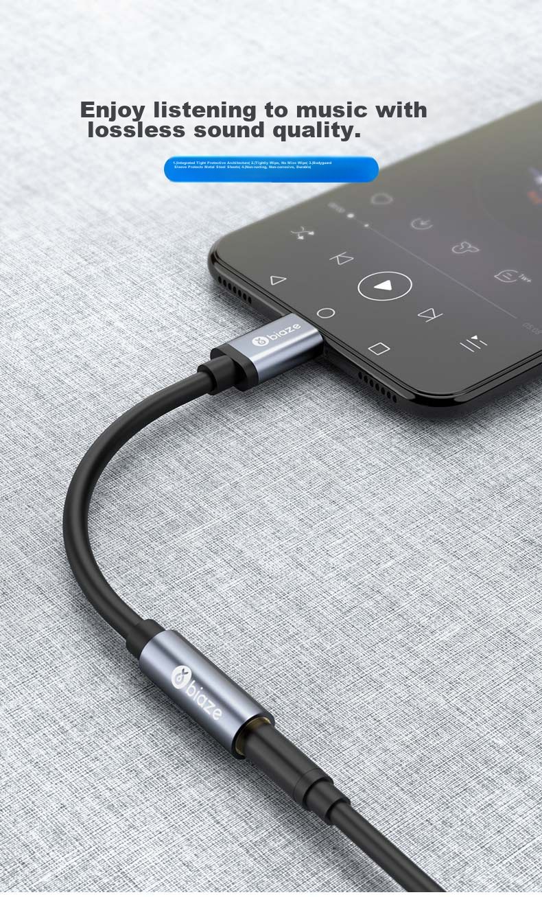 BIAZE Type-C Adapter, 3.5mm Headphone Audio Data Cable, Android Phone USB Converter, Compatible with Xiaomi 14/13/12x, Huawei P50/mate40Pro/50 2