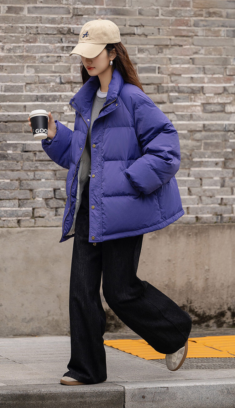 Dme [Light Warm Winter] Vintage Stand Collar 90% Duck Down Jacket for Petite Women, Warm Coat for Winter 4