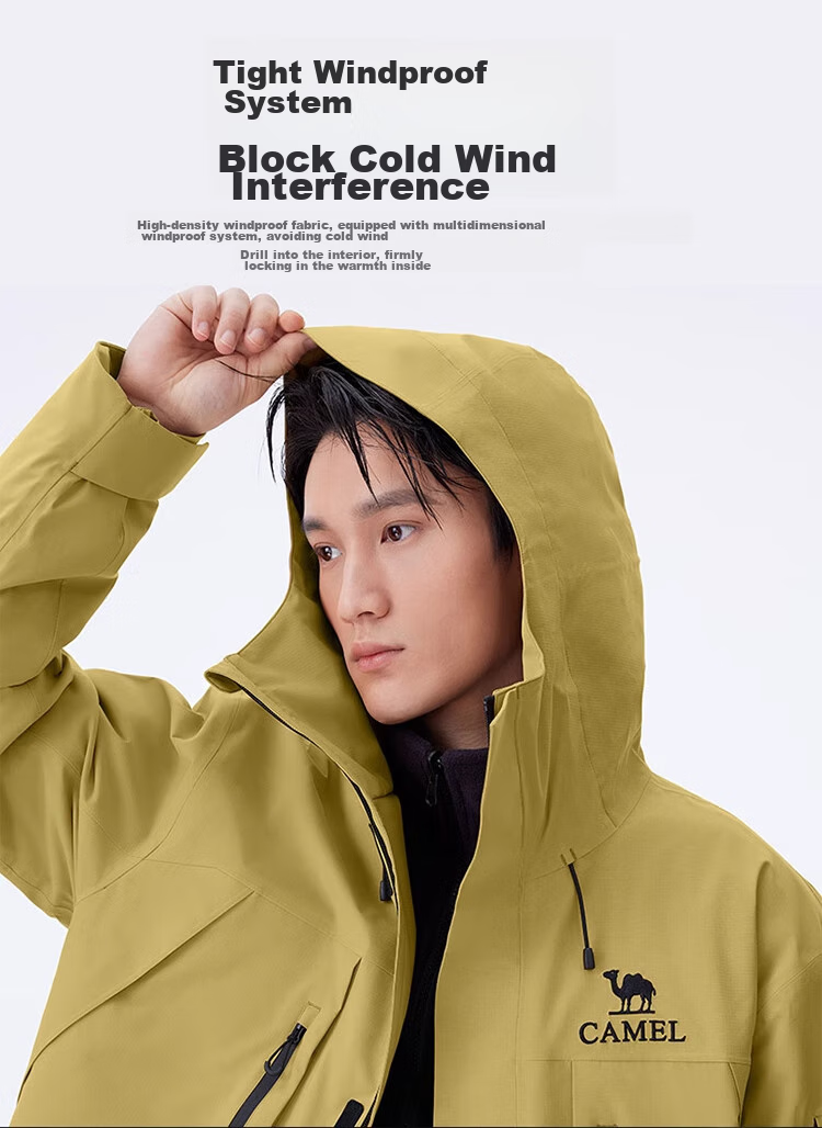 CAMEL Outdoor Jacket Three-In Unisex Coat, Heavy Rain-Resistant Waterproof Windproof Mountaineering Wear A34CA18673 8