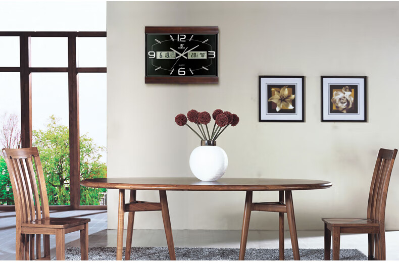 POWER Large Wooden Wall Clock, 52cm Long, Music Chime for Living Room Perpetual Calendar, 0101BLMKS 2