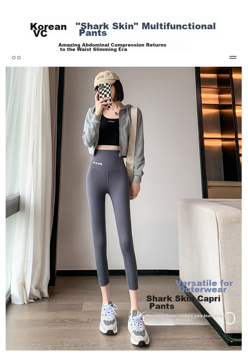 LangSha Shark Leggings for Women, Tight-Fitting High-Waisted Pants, Slimming Effect, Thin Yoga Leggings for Outer Wear 2