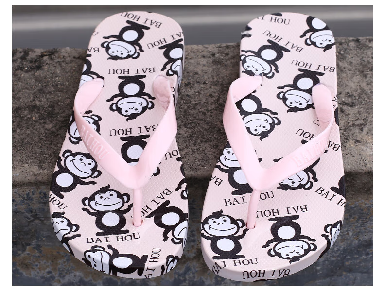 BAIHOU Flip-Flops for Men And Women, Outdoor Wear Cartoon Print Couple Non-Slip Thong Sandals R-16 Gray 34-35 28
