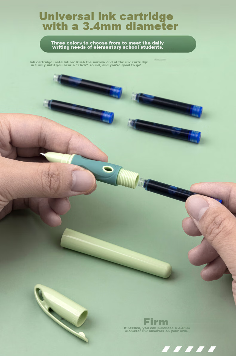 HERO P200 Fountain Pen, Ergonomic Design with Replaceable Ink Cartridge, Specially Designed for Third-Grade Elementary School Students' Handwriting Practice, Green Color 9