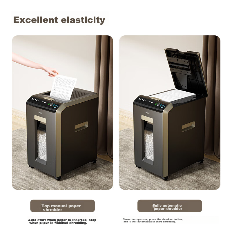 Deli Automatic Paper Shredder, 150 Sheets, 60 Minutes Continuous Shredding, 4-Level Confidentiality, Large Powerful Office-Specific Document Shredder, 30L Capacity, Paper Bin-Style, G3