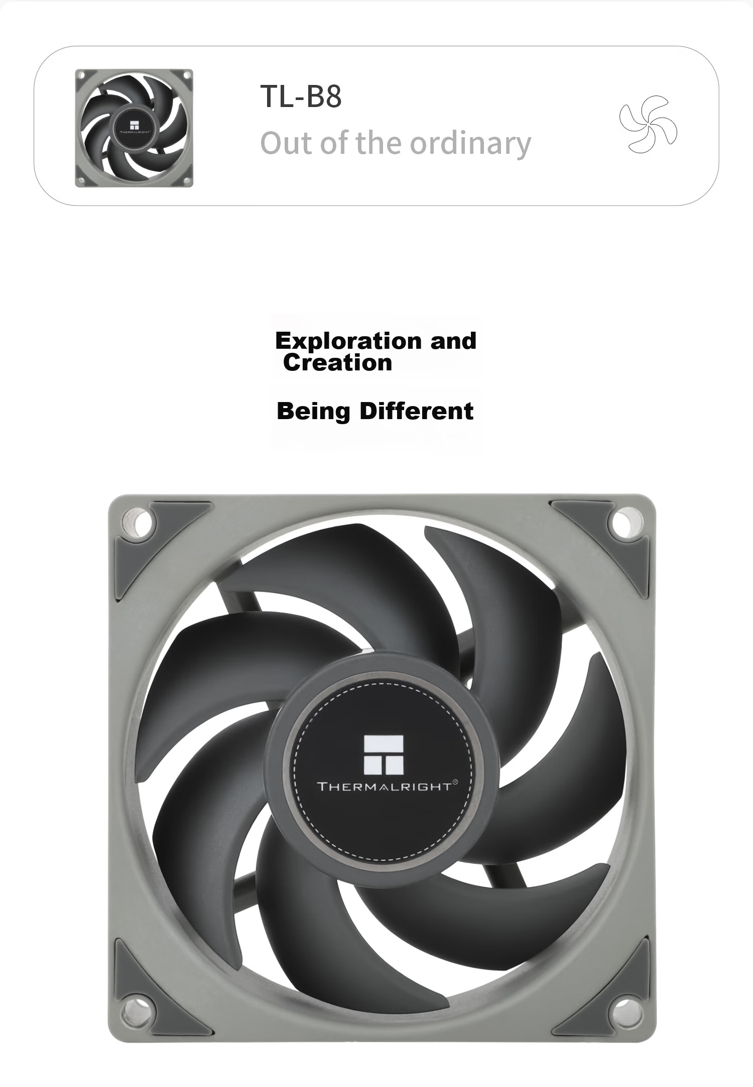 Thermalright TL-B8 8cm Case Fan S-FDB V2 Bearing 8cm Case Fan 4-Pin PWM 2200 RPM 2