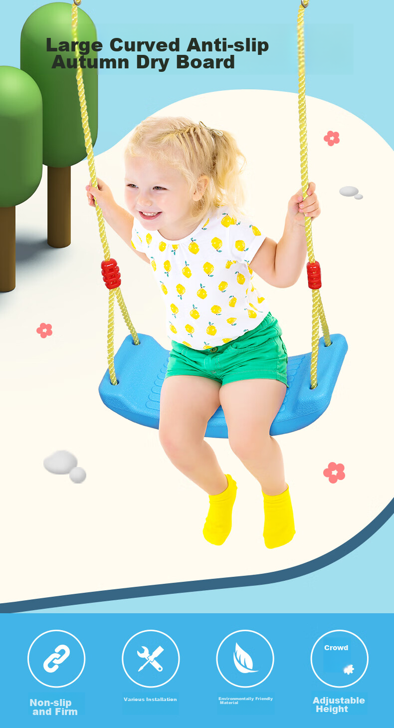 Hongdeng Children's Swing Board for Home Indoor And Outdoor Use, Baby Kids Swinging Playset, Blue Flexible Board, Birthday And New Year Gift 2