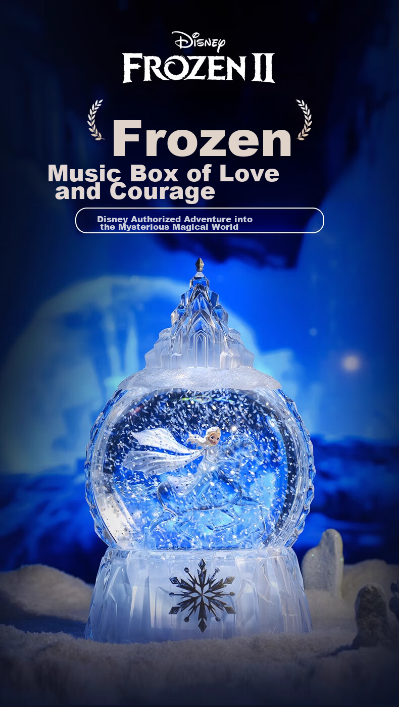 Disney Music Box, Crystal Ball, Frozen Night Light, Elsa Princess Castle, Graduation Gift for Girls, National Day Present 1