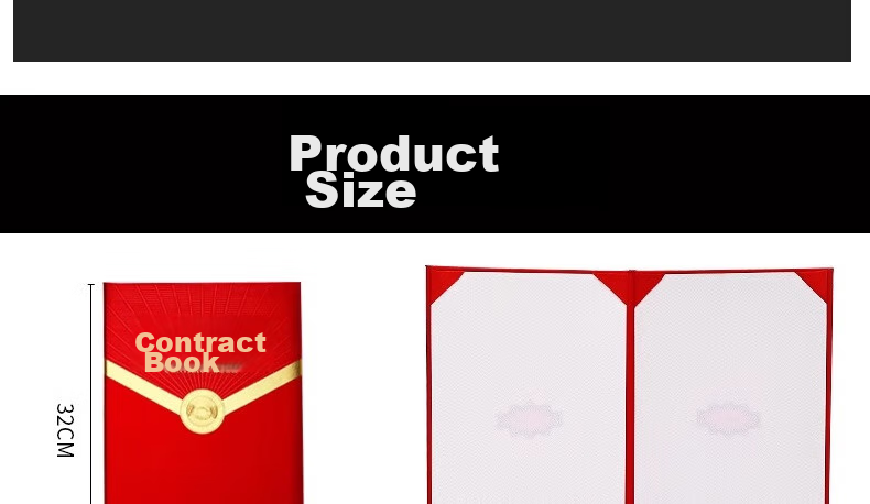 Tianshun A4 High-Quality Signing Ceremony Notebook, Red with Gold Foil, Thickened Leather Cover, Double-Sided Document Folder, Contract Book for Business Activities And Cooperation Agreements, Signing Book A402 3