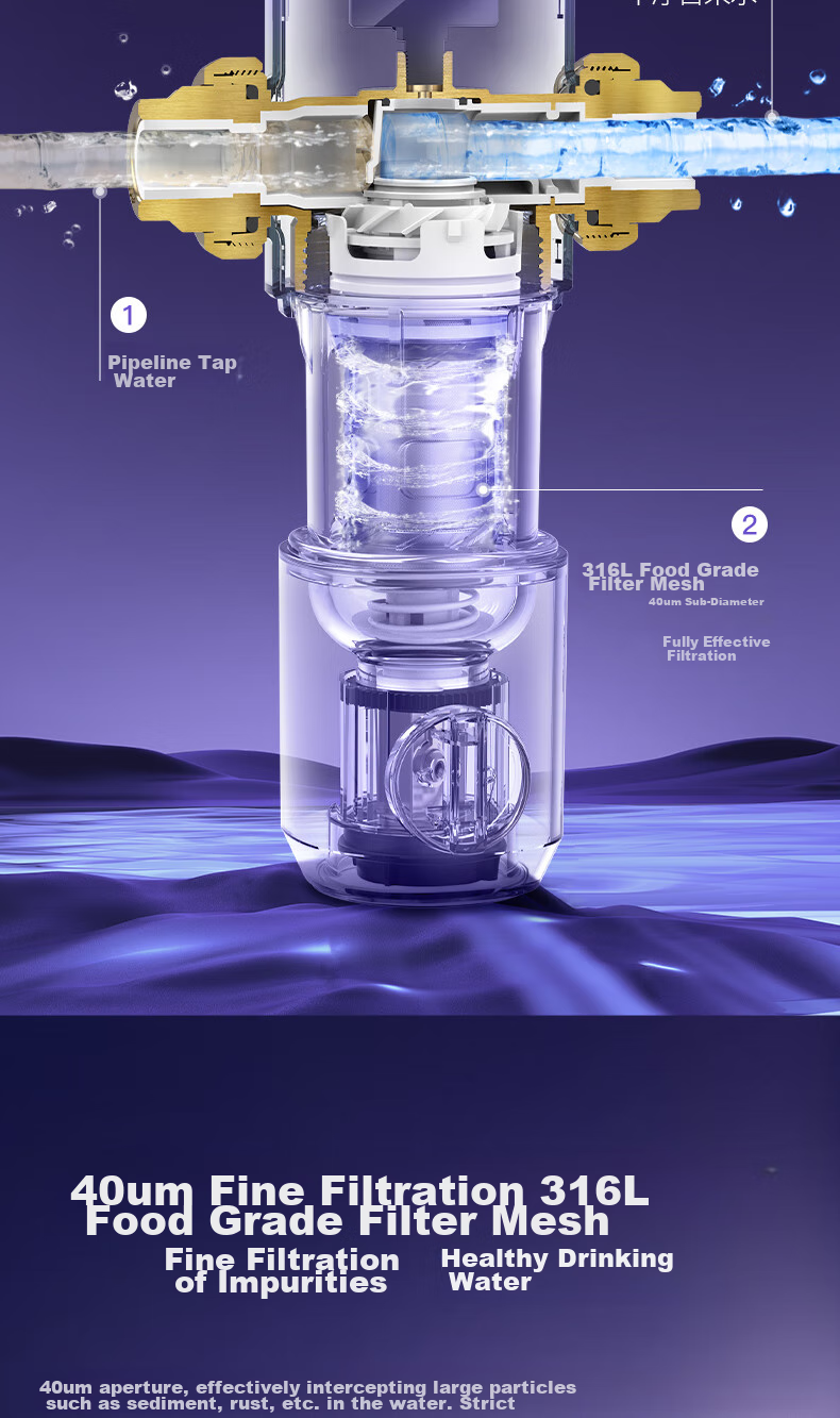 Yikepiao Pre-Filter Water Purifier for Home Use, Whole House Kitchen Under-Sink Pipeline Filtration, High Flow Rate, No Filter Replacement Needed, Lead-Free Dual Turbine Backwash, Explosion-Proof, Freeze-Resistant, Electric-Free Filter Bottle EPSF06-M 4
