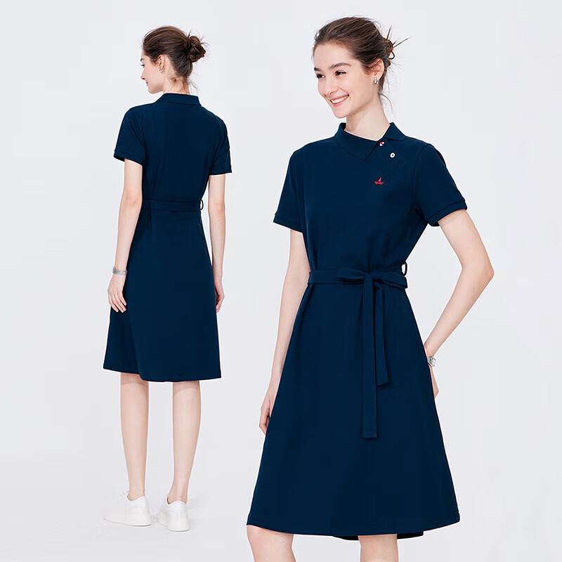Navigare Women's Short-Sleeve Polo Dress, Casual A-Line Skirt, 2322874503
